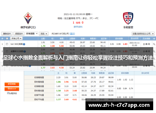 足球心水指数全面解析与入门指南让你轻松掌握投注技巧和预测方法